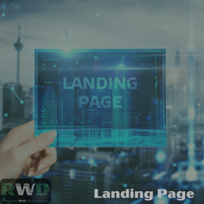 Kobieca ręka trzymająca wizytówkę z napisem Landing Page